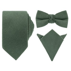INSPIRE CHIC Men's Solid Color Pre-Tied Thick Tie Set - 1 of 4