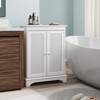 ORRD White Two-Door Rattan Storage Cabinet with Adjustable Partition, Medieval Modern Buffet Cabinet - 2 of 4