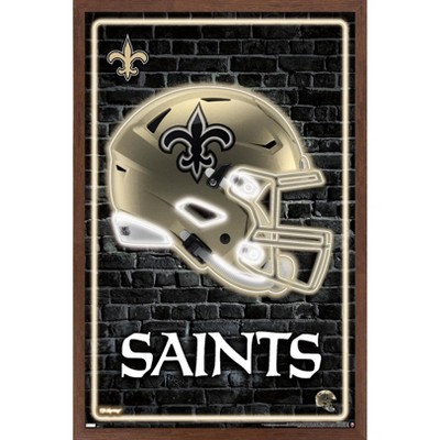 Trends International Nfl New Orleans Saints - Neon Helmet 23 Framed Wall  Poster Prints Mahogany Framed Version 22.375 X 34 : Target