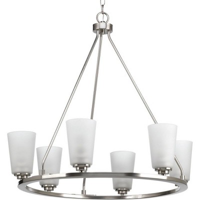 Elegant Brushed Nickel 6-Light Foyer Candle Chandelier
