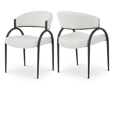 Meridian Furniture,Privet Linen Textured Fabric Dining Chair, Set of 2