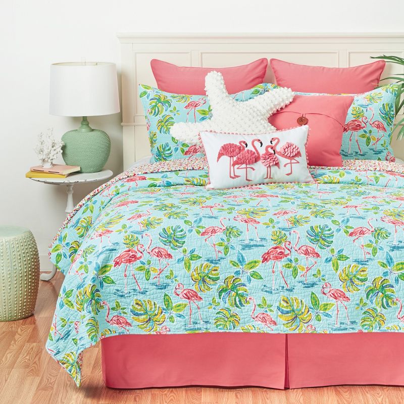 C&F Home Flamingo Garden Tropical Cotton Quilt Set  - Reversible and Machine Washable, 3 of 8