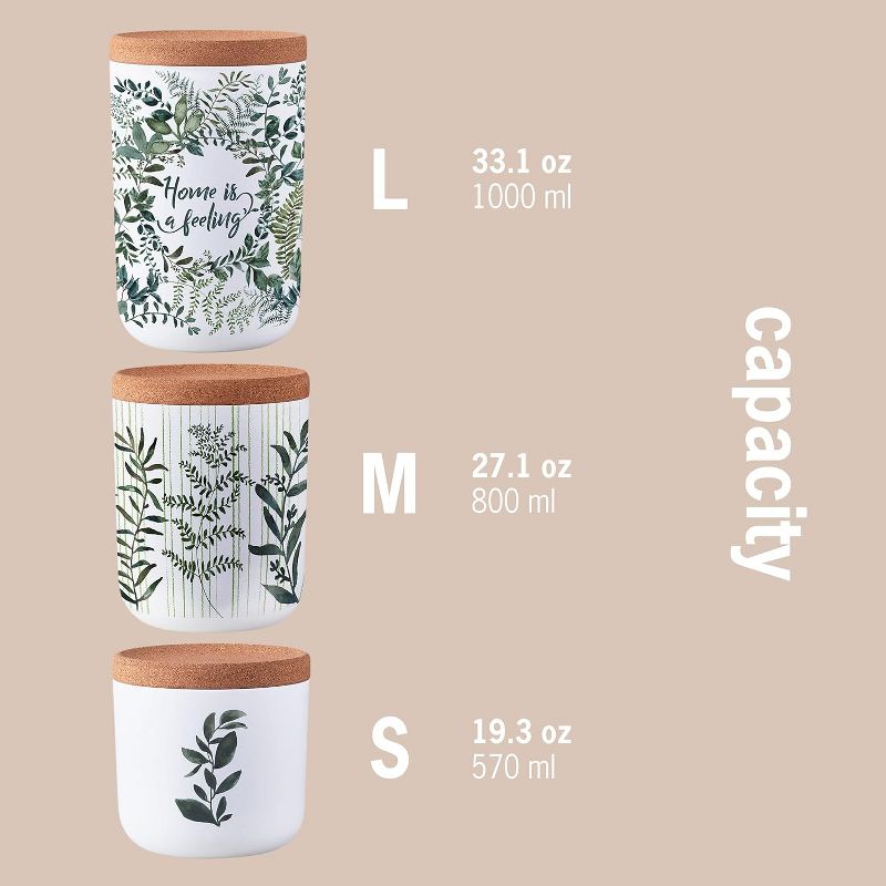 Plant-Based Sustainable Green Leaves Storage Jars, Airtight Decorative Canisters for Kitchen Counter, Cork Lid, 2 of 8