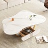 GDFStudio Spencer 41.7" Steel and Wood Pedestal Coffee Table with Sintered Stone Top - 2 of 4