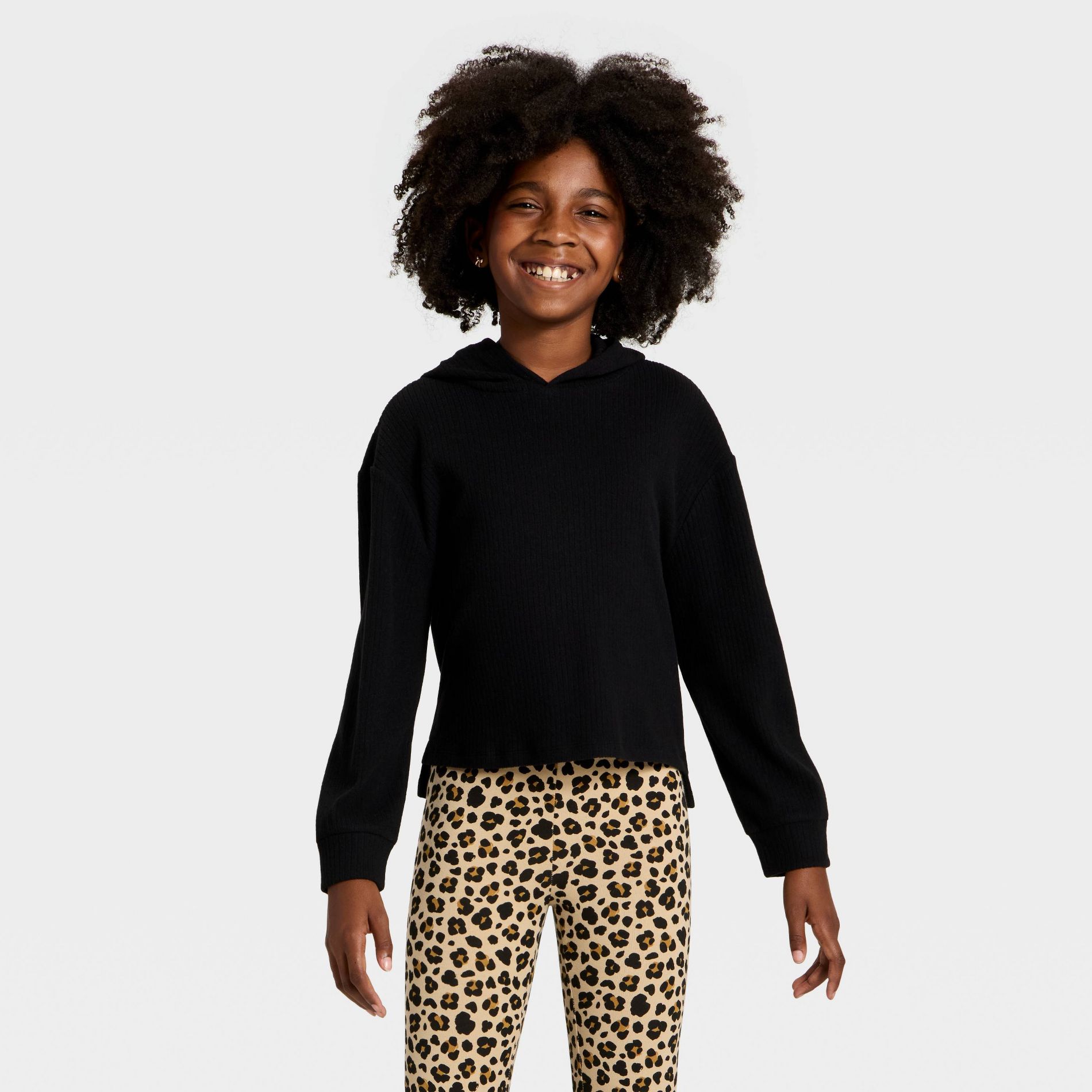 Girls' Cozy Ribbed Hooded Pullover Sweatshirt - Cat & Jack™