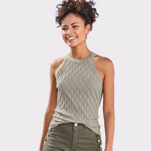 Women's Sleeveless Diamond Knit Sweater - LASCANA - 1 of 4