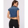 INSPIRE CHIC Women's Summer Denim Button Down Short Sleeve Cropped Jean Jackets - 4 of 4