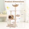 Costway 59" Cattail Cat Tower with Sisal Scratching Posts Perch Condo Soft Hammock Indoor - 3 of 4