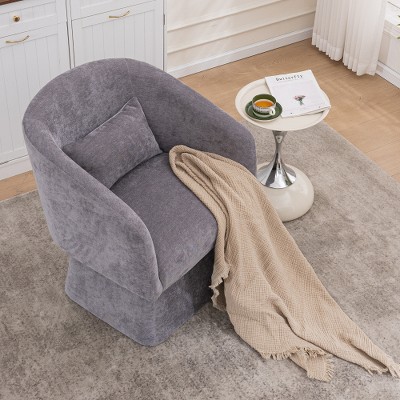 Dolonm Rotating Leisure Chair with Armrests, Made of Chenille Fabric and Equipped with Cushions, Suitable for Living Rooms and Bedrooms