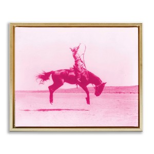 Stupell Industries Pink Galloping Cowgirl Black Framed Floater Canvas Wall Art - 1 of 4