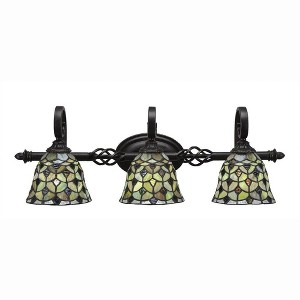 Toltec Lighting Elegante 3 - Light Vanity in  Dark Granite with 7" Crescent Art Glass Shade - 1 of 1