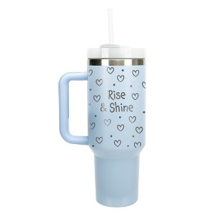 Elanze Designs Rise & Shine Hearts Polka Dots 40 oz. Stainless Steel, Large Water Bottle Coffee Mug, Spill & Leak Resistant, Thermal Travel Tumbler - 1 of 1