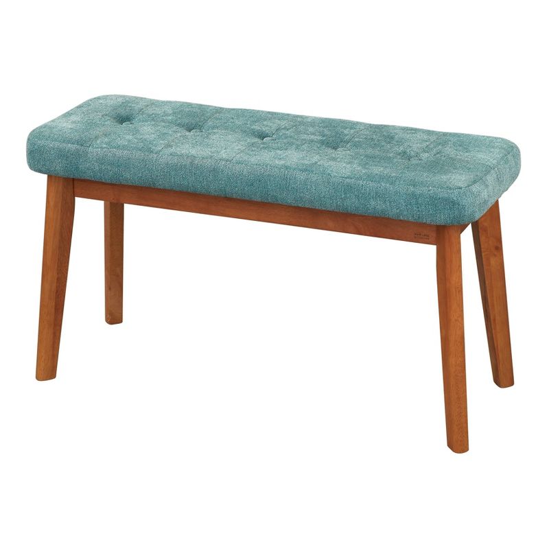 Nettie Mid-Century Modern Upholstered Bench Walnut/Teal - Buylateral, 1 of 7