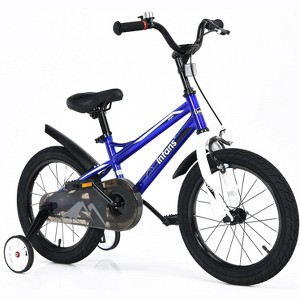 Costway 16 Inch Children's Bicycle with Removable Training Wheels Adjustable Seat Front Handbrake and Coaster Brake for  Age 3-8 Years Old Blue/Red - 1 of 4