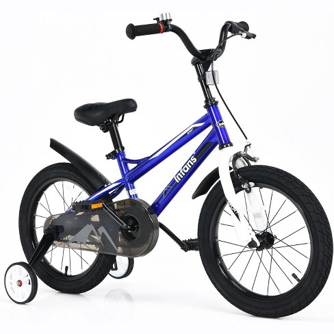 Costway 16 Inch Children s Bicycle With Removable Training Wheels Adjustable Seat Front Handbrake And Coaster Brake For Age 3 8 Years Old Blue red Target