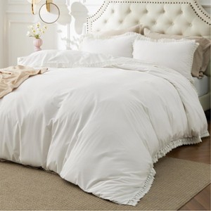 Cotton Duvet Cover Boho Textured Embroidery Jacquard Duvet Cover Set Soft and Breathable Bedding Set for All Seasons - 1 of 4