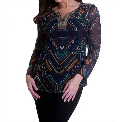 Women's Long Sleeve Tie Neck Blouse - ANGEL