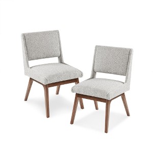 VYNXARIA Accent Chair，Dining Side chair，Rubber Solid Pecan Wood Finish，Attached Seat Cushion， (set of 2) LIGHT GREY - 1 of 4