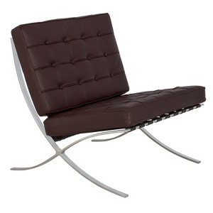 LeisureMod Bellefonte Pavilion Chair - Stainless Steel Frame Accent Chair, Italian Leather Cushions for Living Rooms, Offices, and Lounges - 1 of 4