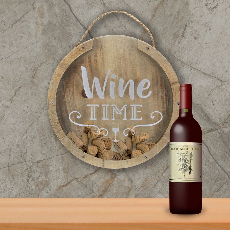 Northlight 12” Round Wine Time Cork Collector Wooden Hanging Wall Decoration, 2 of 6