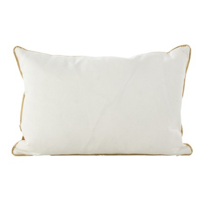 Gold Poinsettia Branch Design Rectangular Cotton Throw Pillow