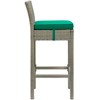Modway Conduit Bar Stool Outdoor Patio Wicker Rattan Set of 2 - Light Gray Green - Powder-Coated Aluminum Frame , Frame:Aluminium tube, Wintech Light - 3 of 4