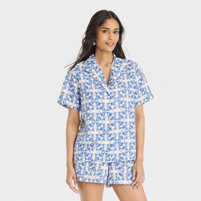 Women's Short Sleeve Collared Linen Button-Down Shirt - Universal Thread™