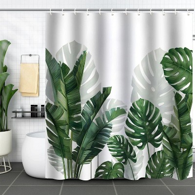 LunaLulinlk Tropical Green Plant Fabric Shower Curtain, Waterproof Washable Bathroom Decor, 72" x 72"