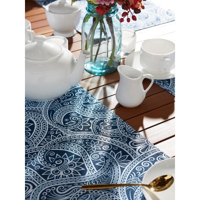 Blue Paisley Waterproof Outdoor Fabric Placemats Set of 6