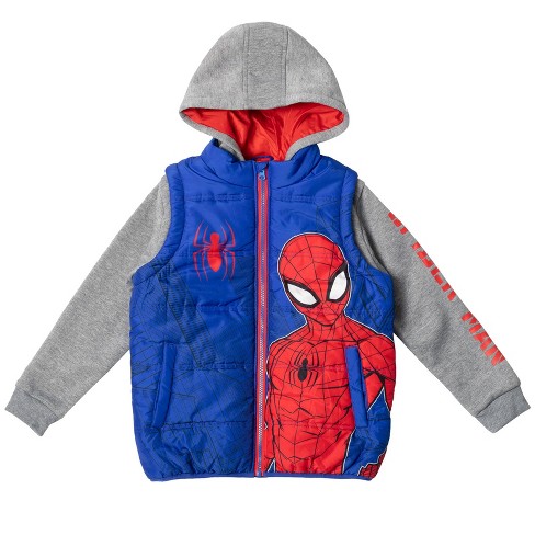 Zorgvuldig lezen kofferbak vochtigheid Marvel Spider-man Little Boys Zip Up Vest 2fer Jacket Blue 5-6 : Target