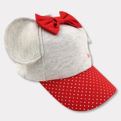 Toddler Girls' Minnie Mouse Baseball Hat - Red/Gray