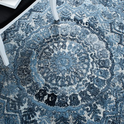 Blue Hand-Tufted Wool Rectangular Area Rug 6' x 9'