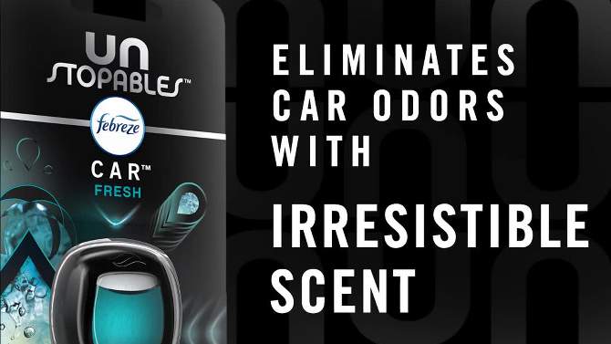 Febreze Unstopables Car Odor-Fighting Car Freshener Vent Clip - Breeze Scent - 0.14 fl oz/2pk, 2 of 12, play video