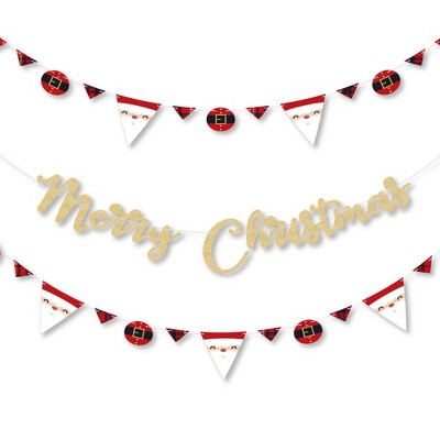 Big Dot of Happiness Jolly Santa Claus - Party Letter Banner Decor - 36 Banner Cutouts and No-Mess Real Gold Glitter Merry Christmas Banner Letters