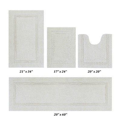Lux Premium 100% Cotton Tufted Solid Reversible 4 PC Bath Rug Set – Ultra-Soft, Water-Absorbent, Durable, Machine Washable Bathroom Rug