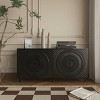 Modern Black Sideboard Buffet,60" Sunburst Embossed Accent Storage Cabinet with Adjustable Shelves for Dining Room,Living Room-Baofuwish - 2 of 4