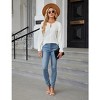 Womens Crew Neck Long Sleeve Top Smocked Front Business Ladies Casual Blouses Tunic - 3 of 4