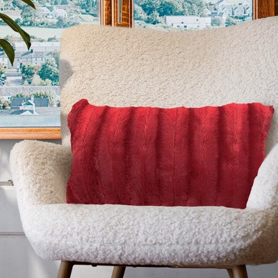Maroon Faux Fur Decorative Throw Pillow Cover