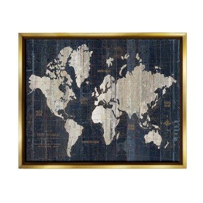 Stupell Industries Distressed Antique World Map Rustic Aesthetic