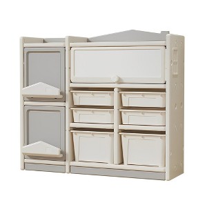 Toy Storage Organizer with Storage Bins, Multilayer Storage Organizer Children Floor Shelf Building Blocks Toy Picture Book Clutter Storage Cabinet - 1 of 4