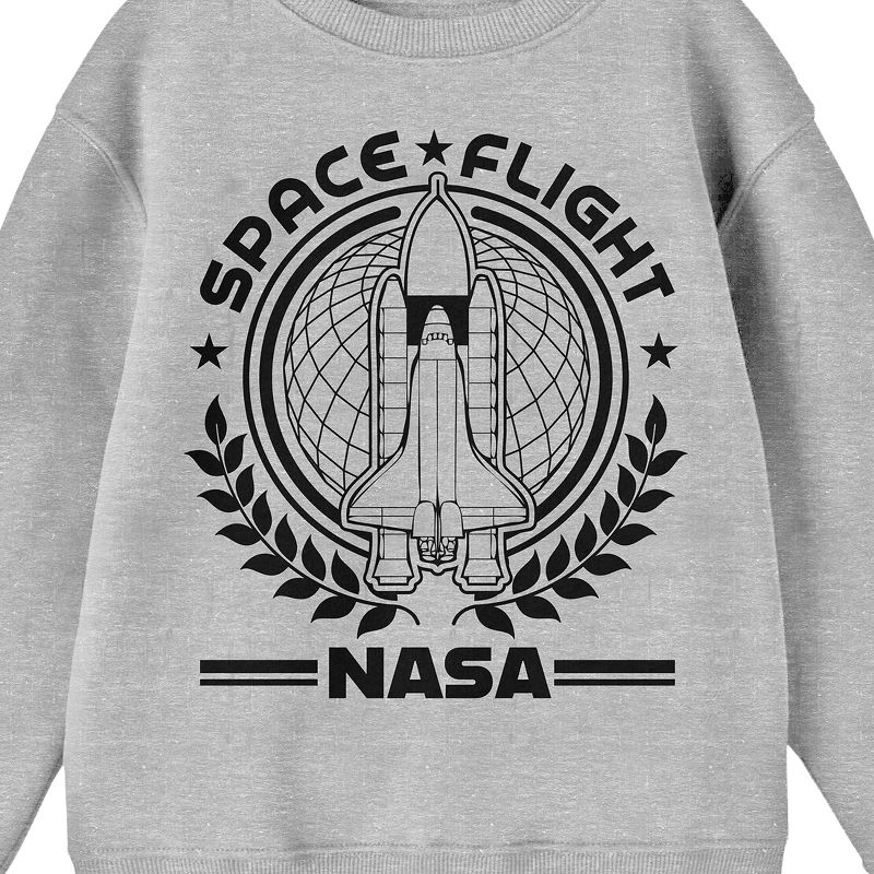 NASA Space Flight Seal Crew Neck Long Sleeve Athletic Heather Youth Sweatshirt, 2 of 3
