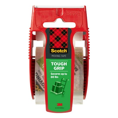 Scotch Tough Grip Moving Packaging Tape with Dispenser: Clear Packing Tape for Moving Boxes & Shipping, 1.88" x 1000"