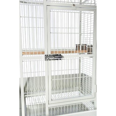 Chalk White Medium Dome Top Bird Cage with Wheels