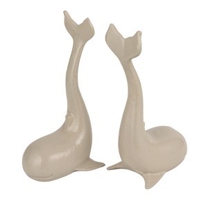 Storied Home Whale-Shaped Cast Iron Bookends in Grey Finish - 1 of 4