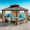 Hardtop 10x12ft Gazebo, Double Roof Canopy with Netting and Curtains - 2 of 4