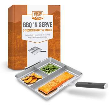 Yukon Glory BBQ 'N SERVE 3 Section BBQ Grill Basket The Grilling Basket Includes a Clip-On Handle