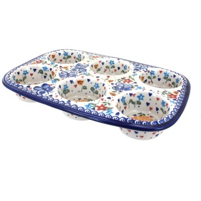 Blue Rose Polish Pottery Georgia Blue Muffin Pan : Target