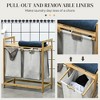 DOMETOUR HOMCOM Bamboo Laundry Hamper 2-Section Basket w/ Shelf & Removable Bags, 2x10.7 Gal Natural/Dark Gray for Bedroom/Bathroom/Laundry Room - 4 of 4