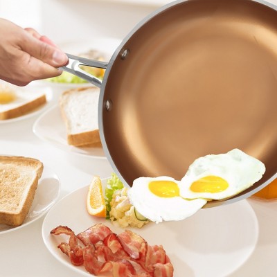 Gotham Steel Red Nonstick Ceramic Fry Pan Set, 8'', 10'' & 12''