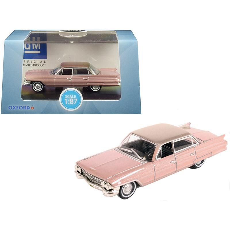1961 Cadillac Sedan DeVille Metallic Pink 1/87 (HO) Scale Diecast Model Car by Oxford Diecast, 1 of 4